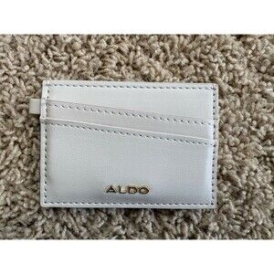 ALDO Credit Card Holder With 2 Slots And Pouch Bone Gold LOGO No Charms